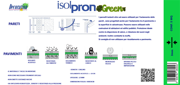 PANNELLI ISOLANTI POLISTIRENE GREEN 3mm-LASTRA 0.50X100CM CF.5MQ