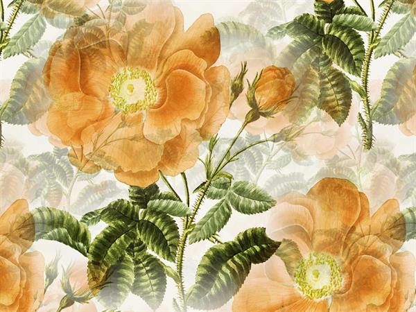 STAMPA DIG. MERAVIGLIA  MATT FLOWERS ORANGE MIS. AL MQ