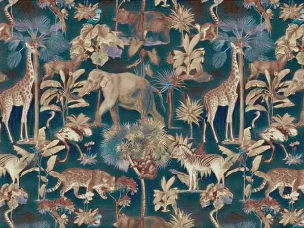 STAMPA DIG. MERAVIGLIA  MATT JUNGLE ANIMALS BLUE MIS. AL MQ