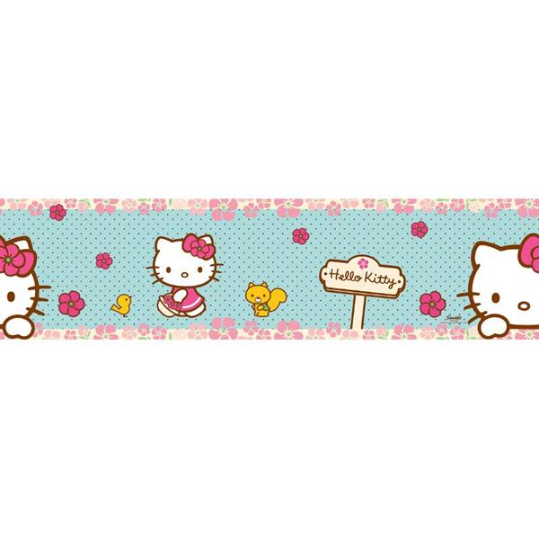 KIDS@HOME BORDO ADESIVO-BAMBINI-HELLO KITTY WOODLAN-5 ml-h.53 cm