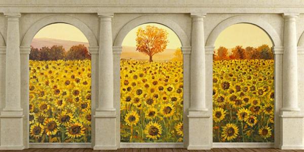 FOTOMURALE IN TNT GIRASOLI           MIS. 200X100 CM.
