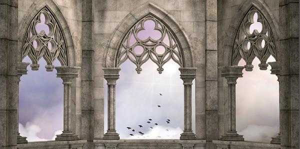 FOTOMURALE IN TNT CATTEDRALE VISTA CIELO MIS. 200X100 CM.