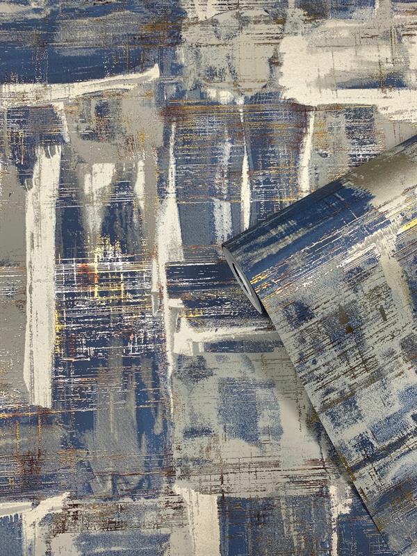 PARATO LUSTRE TNT METAL / DESIGN BLUE/BEIGE 0,53X10,05MT