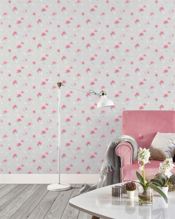 PARATO PRETTY PRINTS 24 /VINILE SU TNT FLOWERS PINK 0,53X10,05 M