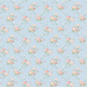 PARATO PRETTY PRINTS 24 /VINILE SU TNT FLOWERS L.BLUE 0,53X10,05