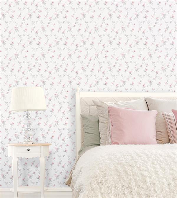 PARATO PRETTY PRINTS 24 /VINILE SU TNT FLOWERS PINK 0,53X10,05 M