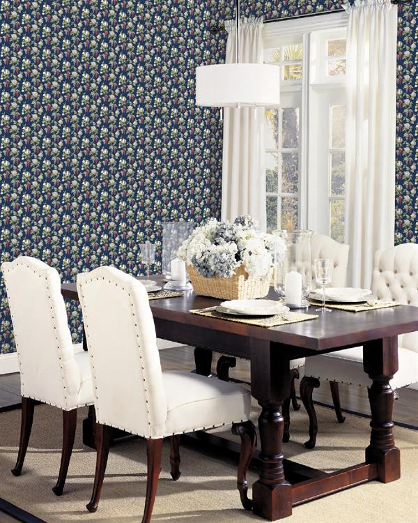 PARATO PRETTY PRINTS 24 /VINILE SU TNT FLOWERS BLUE 0,53X10,05MT