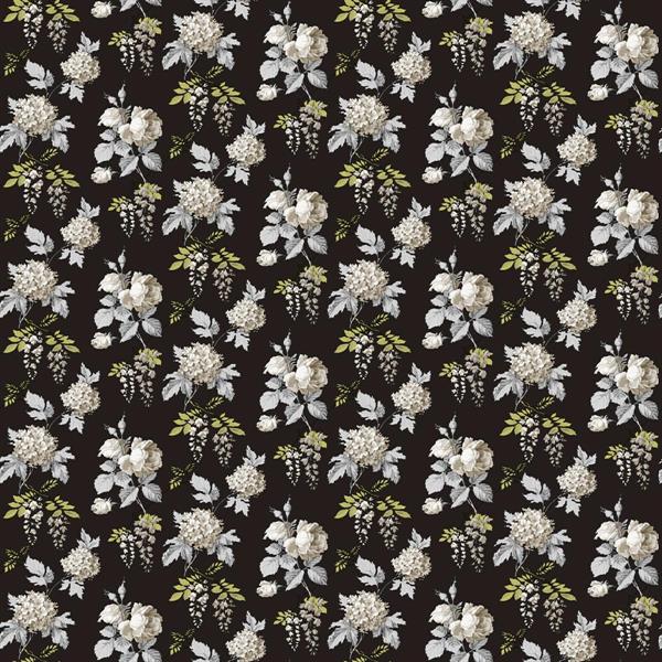 PARATO PRETTY PRINTS 24 /VINILE SU TNT FLOWERS BLACK 0,53X10,05