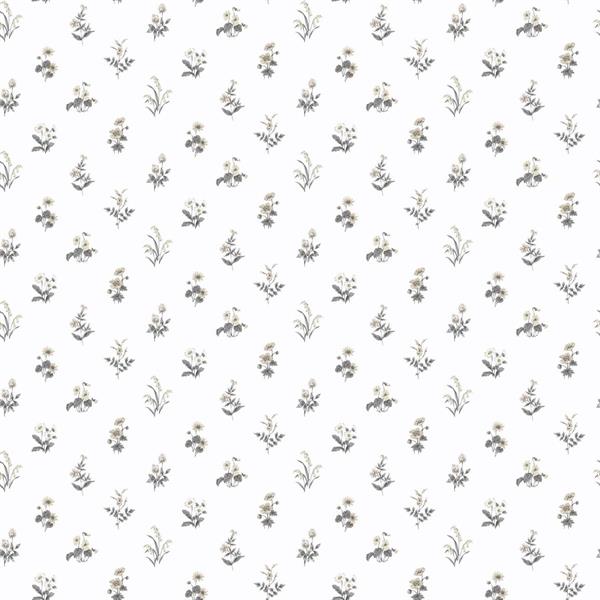 PARATO PRETTY PRINTS 24 /VINILE SU TNT FLOWERS GREY 0,53X10,05 M
