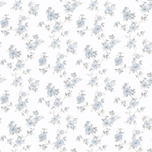 PARATO PRETTY PRINTS 24 /VINILE SU TNT FLOWERS BLUE 0,53X10,05 M