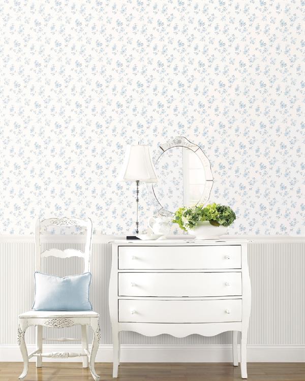 PARATO PRETTY PRINTS 24 /VINILE SU TNT FLOWERS BLUE 0,53X10,05 M