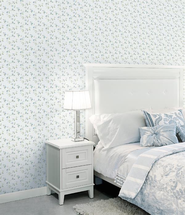 PARATO PRETTY PRINTS 24 /VINILE SU TNT FLOWERS BLUE 0,53X10,05 M