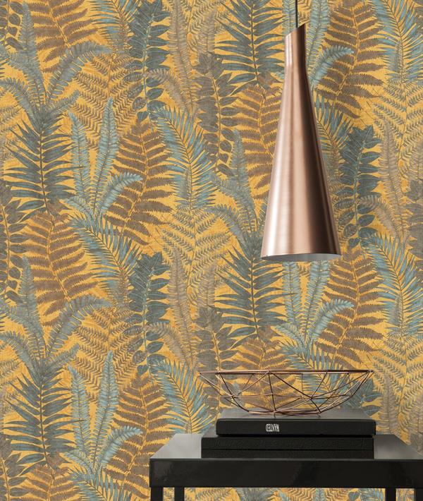 PARATO TROPICALIA PVC   /TNT FOLIAGE YELLOW 0,53X10,05MT