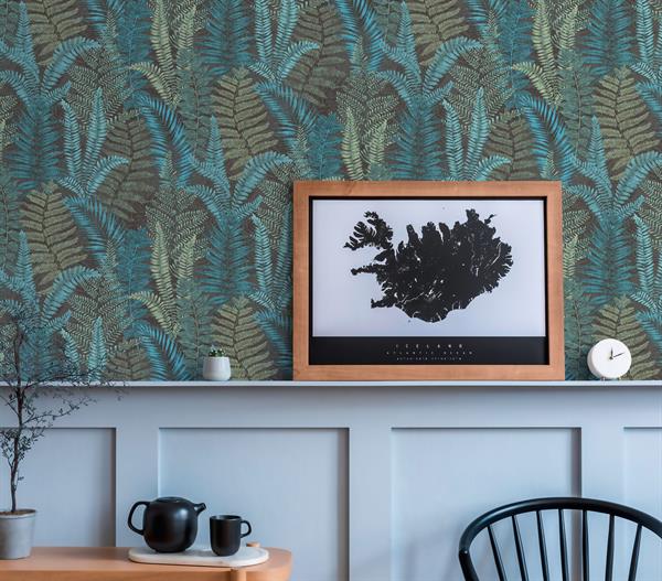 PARATO TROPICALIA PVC   /TNT FOLIAGE BLUE 0,53X10,05MT
