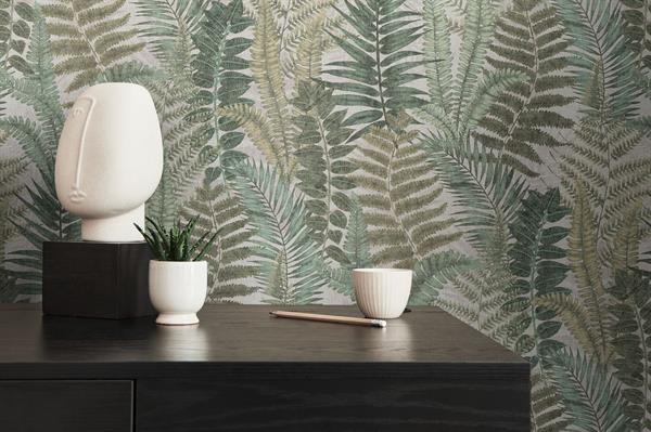 PARATO TROPICALIA PVC   /TNT FOLIAGE GREEN 0,53X10,05MT