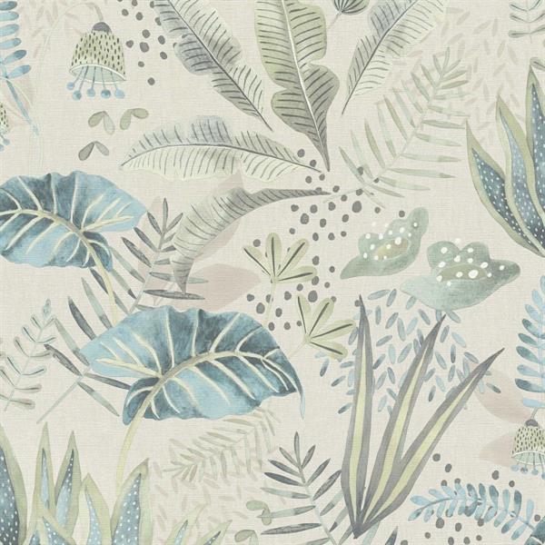 PARATO FLORAL FUSION PVC/TNT FOLIAGE BLUE 0,53X10,05MT