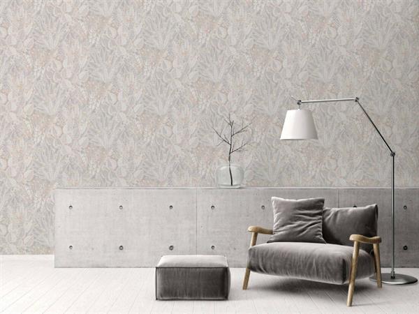 PARATO FLORAL FUSION PVC/TNT FOLIAGE TAUPE 0,53X10,05MT