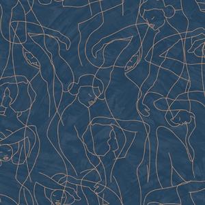 PARATO SOLEADO PVC/TNT  /DRAWING BLUE/GOLD 0,53X10,05MT