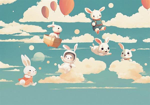 MURALE JOY  VINILICO    /RABBIT KIDS BLUE MIS. AL MQ