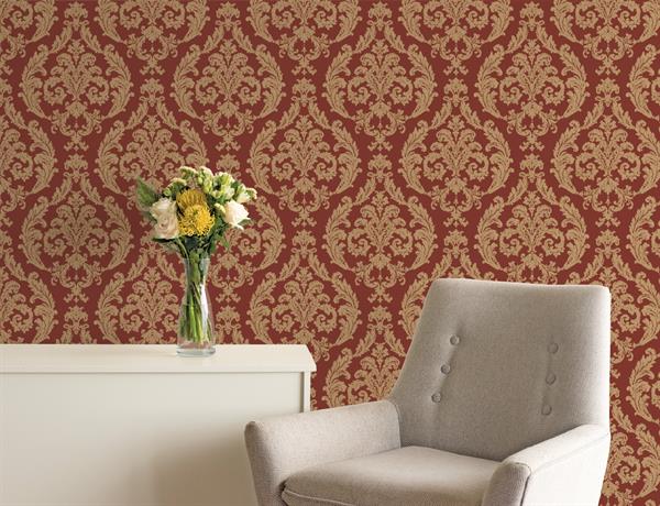 PARATO ROYAL VINILICO SU/TNT DAMASCO RED 0,53X10,05MT