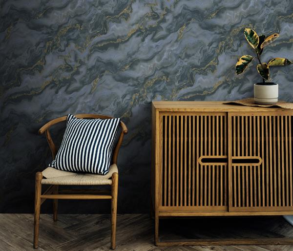 PARATO CHIC&CHARM PVC   /TNT MARMO BLUE 0,53X10,05MT