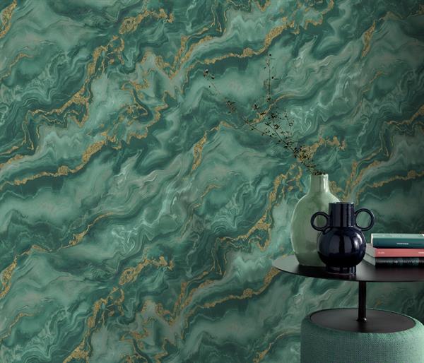 PARATO CHIC&CHARM PVC   /TNT MARMO GREEN 0,53X10,05MT