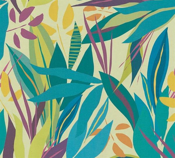 PARATO POP COLOURS PVC/ TNT FOLIAGE L.BLUE 0,53X10,05MT