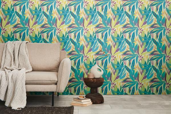PARATO POP COLOURS PVC/ TNT FOLIAGE L.BLUE 0,53X10,05MT