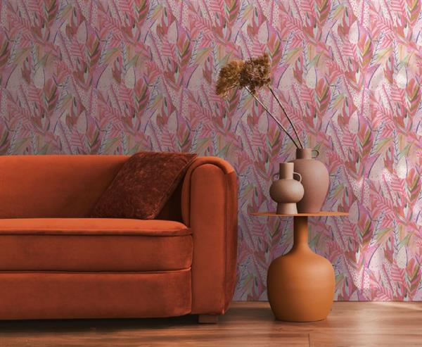 PARATO POP COLOURS PVC/ TNT FOLIAGE PINK 0,53X10,05MT