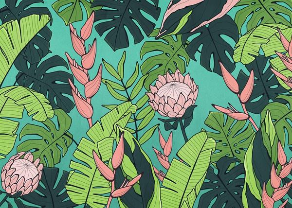 FOTOMURALE FLAIR IN TNT /FOLIAGE GREEN 350x250H CM