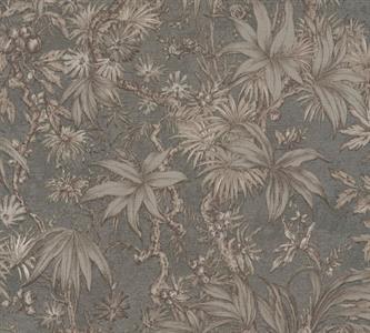 PARATO MUSEUM IN PVC    / TNT FOLIAGE TAUPE/GREY 0,53X10,05MT