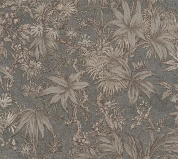 PARATO MUSEUM IN PVC    / TNT FOLIAGE TAUPE/GREY 0,53X10,05MT