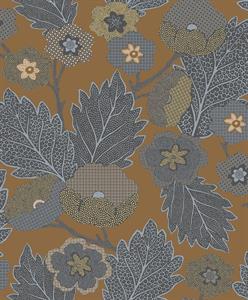 PARATO ANTIBES  IN TNT  / FOLIAGE TERRACOTTA 0,53X10,05MT