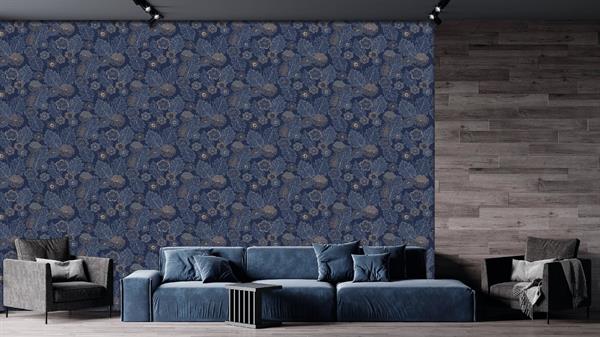 PARATO ANTIBES  IN TNT  /FOLIAGE BLUE 0,53X10,05MT