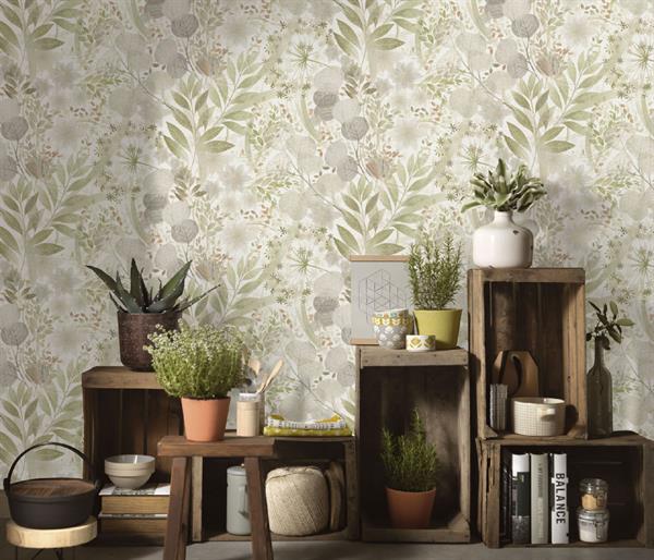 PARATO ISOLA BELLA IN PVC/TNT FLOWERS L.GREEN 0,53X10,05MT