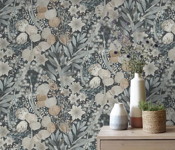 PARATO ISOLA BELLA IN PVC/TNT FLOWERS BLUE 0,53X10,05MT