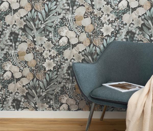 PARATO ISOLA BELLA IN PVC/TNT FLOWERS BLUE 0,53X10,05MT