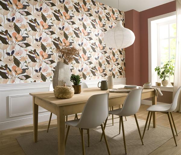 PARATO ISOLA BELLA IN PVC/TNT FLOWERS ORANGE 0,53X10,05MT