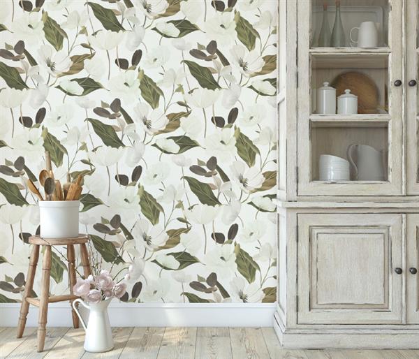 PARATO ISOLA BELLA IN PVC/TNT FLOWERS CREAM 0,53X10,05MT