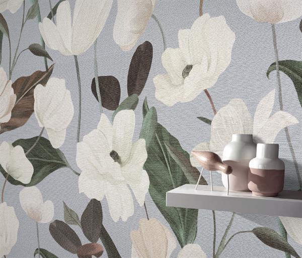 PARATO ISOLA BELLA IN PVC/TNT FLOWERS L.BLUE 0,53X10,05MT