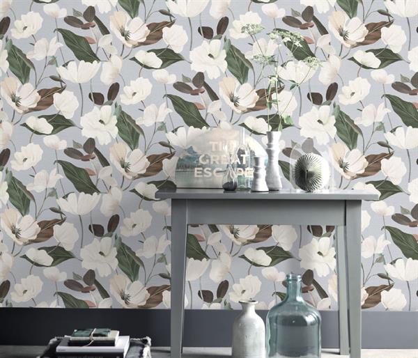 PARATO ISOLA BELLA IN PVC/TNT FLOWERS L.BLUE 0,53X10,05MT