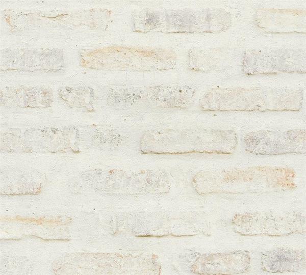 NEW WALL PARATO SU TNT  MATTONCINO BIANCO GRIGIO 10x0,53 mt