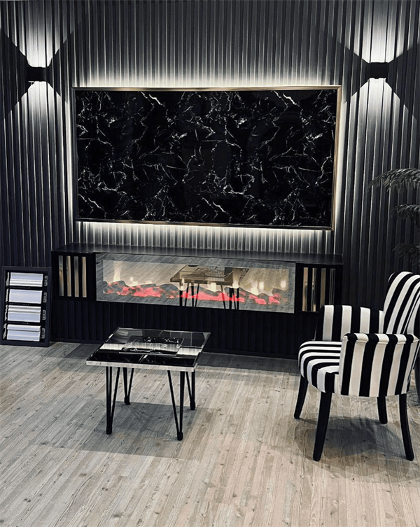 PANNELLO EFFETTO MARMO BLACK WHITE IN PVC MIS.280X122 CM SP.2,80