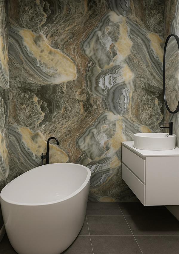 PANNELLO EFFETTO MARMO VERDE ONICE IN PVC M.280X122CM SP.2,80MM