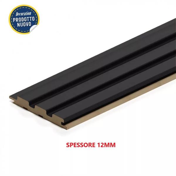 DOGA 3D LEGNO IN MDF BLACK MIS. 115X12X2750 MM (CF. 5 PZ)