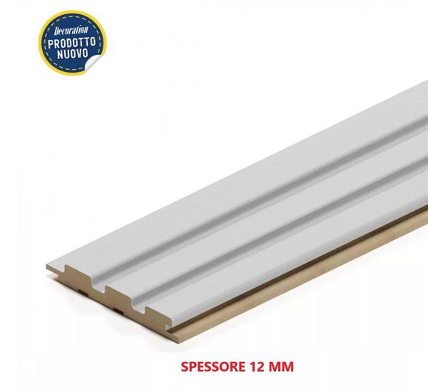 DOGA 3D LEGNO IN MDF WHITE MIS. 2750X115X12 MM (CF. 5 PZ)