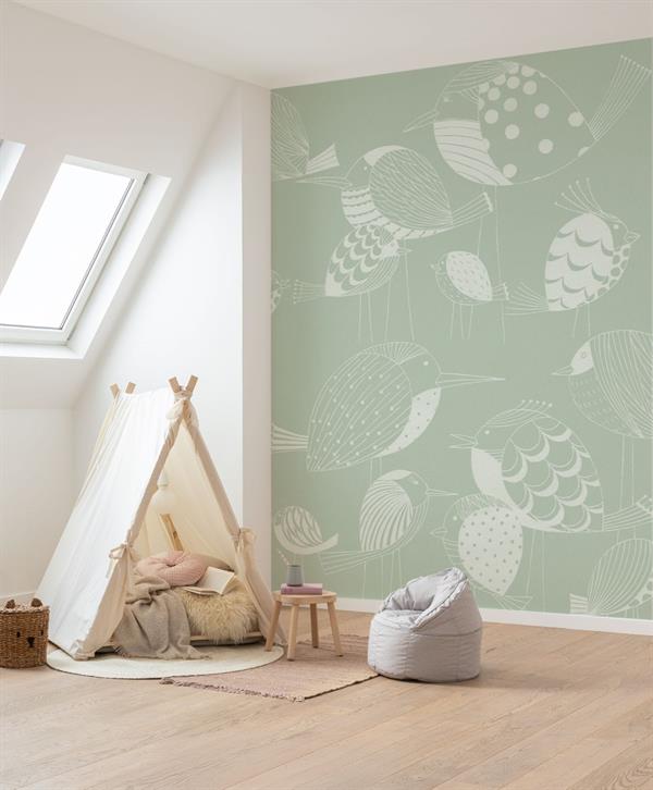FOTOMURALE TNT SEASONS  BIRDS GREEN.200x250H.CM