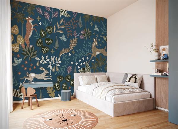 FOTOMURALE TNT SEASONS  FOLIAGE ANIMAL BLU.350x250H.CM