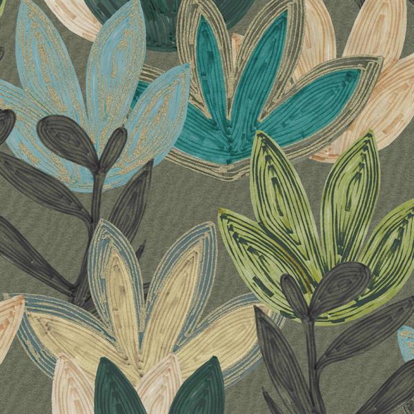 PARATO LINE&LEAF IN TNT/FOLIAGE MULTICOLOR 0,53X10,05MT