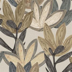 PARATO LINE&LEAF IN TNT/FOLIAGE TAUPE/ BROWN 0,53X10,05MT
